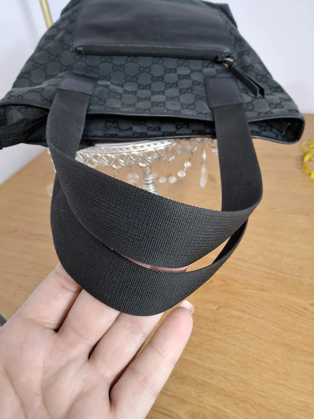 Black Designer Monogram Tote Bag